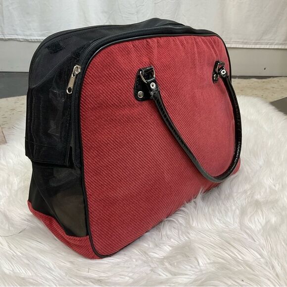 New!!! GMS PET SUPPLIES red / burgundy corduroy dog/ cat bag carrier - Picture 12 of 15